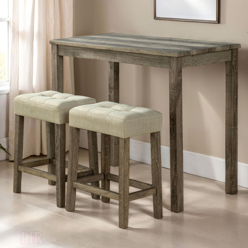 Ensemble de salle à manger moderne 3 pièces avec tabourets capitonnés, parfait pour les espaces compacts et élégants