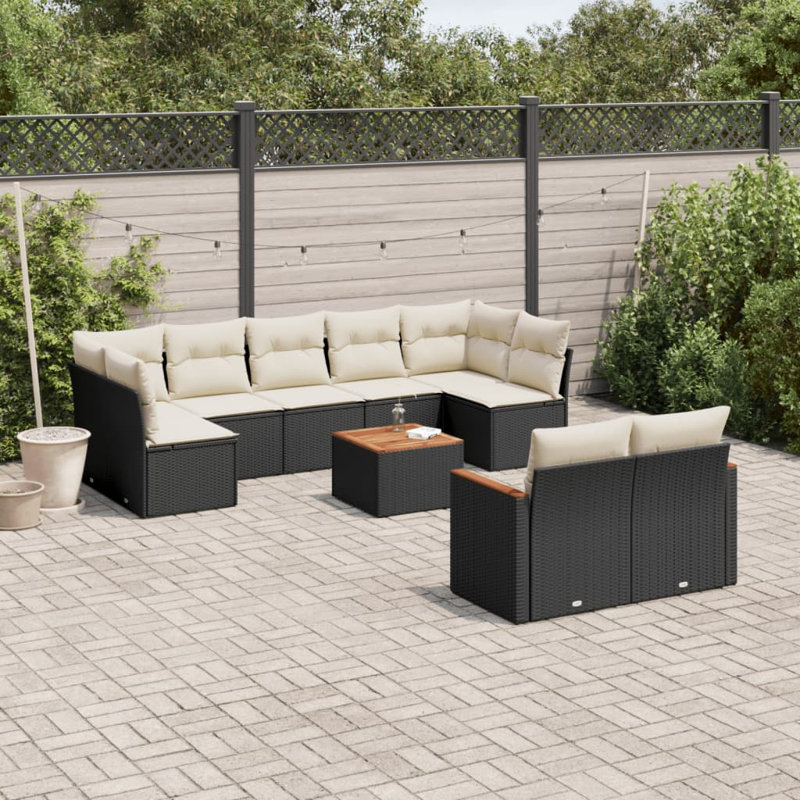 Vidaxl Garden Sofa Set Black, Cream White