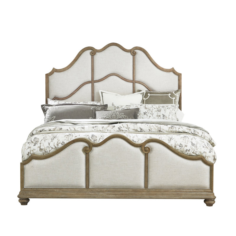 Queen Linen Upholstered Wood Frame Bed with Headboard
