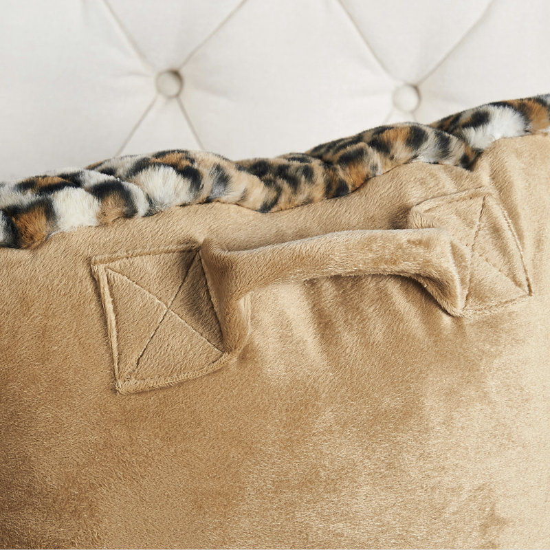 Animal Print Faux Fur Throw Pillow, 30" x 28"