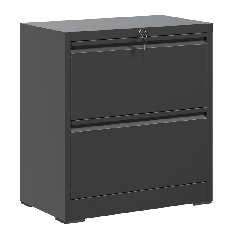 2 Drawer Black Metal Lateral File Cabinet, Rust - Steel, Bearing Full Suspension Drawers, Accommodates Multiple Sizes, Tipping, Simple Installation Build, Slide Rails, Large Capacity For Hanging