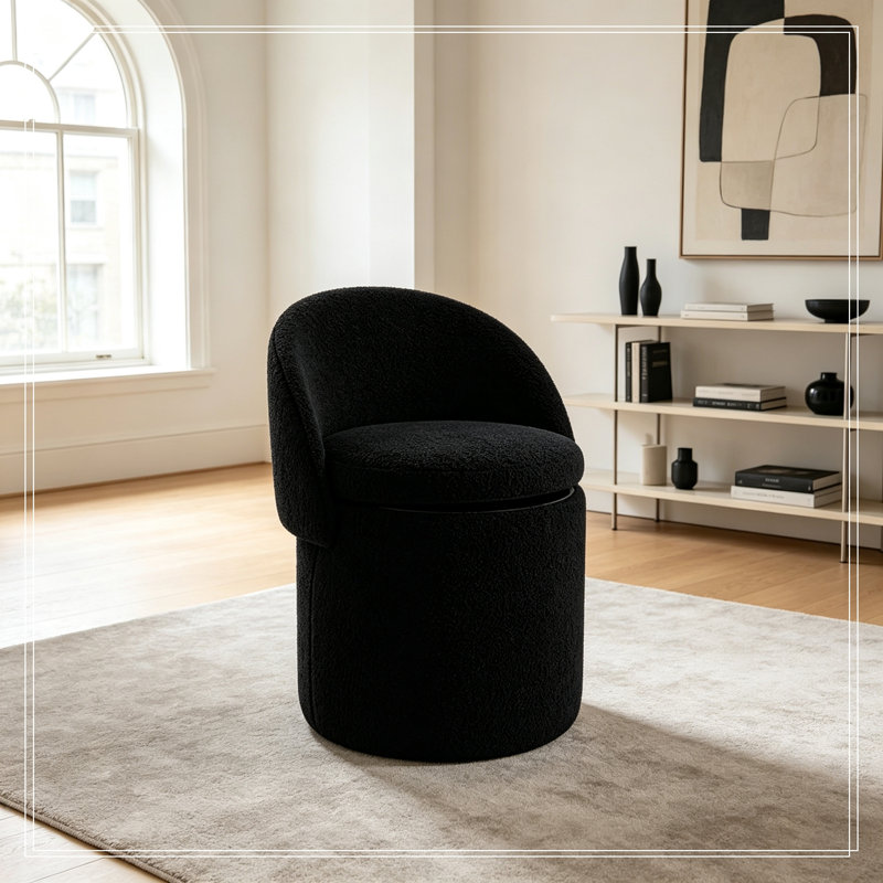Fauteuil demi-tonneau avec rangement à plateau rabattable, Black