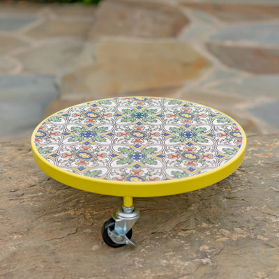 11.8" Ceramic Mosaic Tile Plant Trolley "Lisbon" (Set of 2)