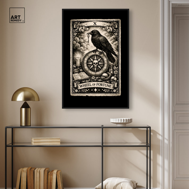 «Spooky Fortune Tarot Card», impression sur toile encadrée par Art Remedy, cadre noir, 24 x 36, 37"H x 25"W, Black Frame