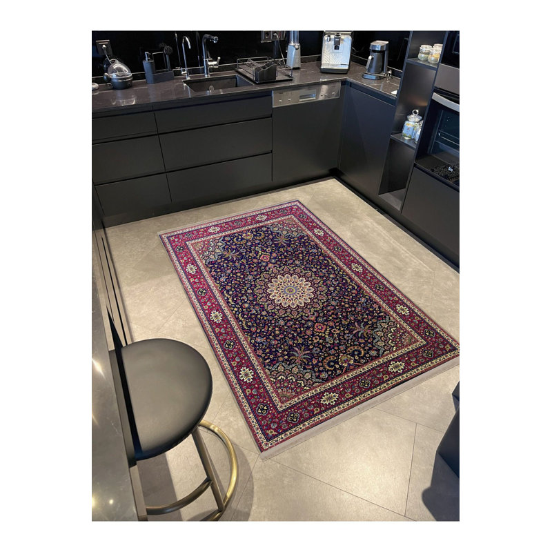 Tapis décoratif rétro à motif floral mauve à motif floral traditionnel, Sous-tapis rectangulaire 3 pi 11 po x 5 pi 11 po i