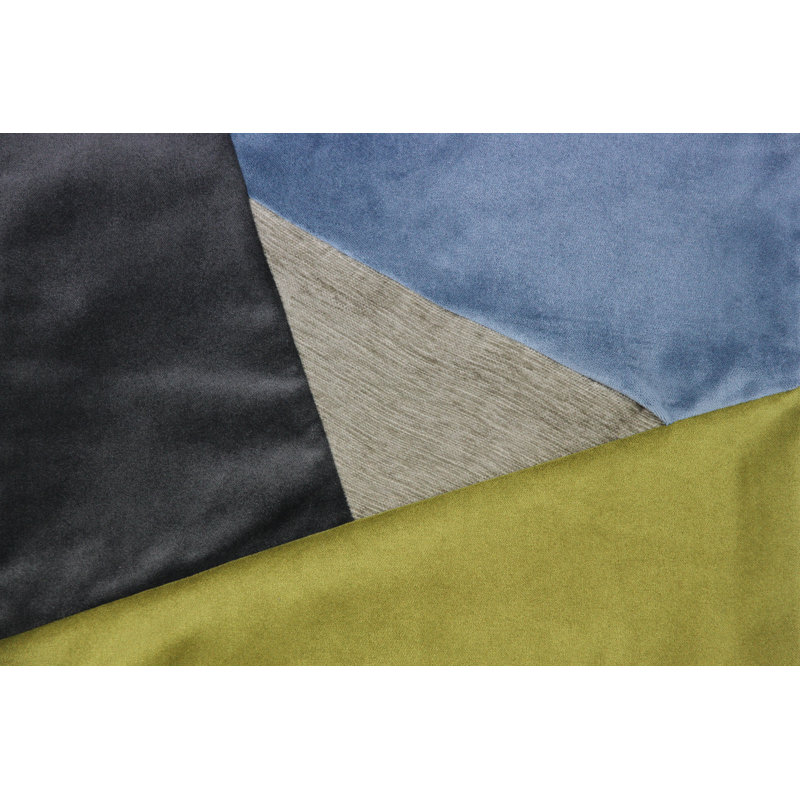 Epicurus Patchwork Square Cushion, 43 x 43cm, Petrol Blue/Lime