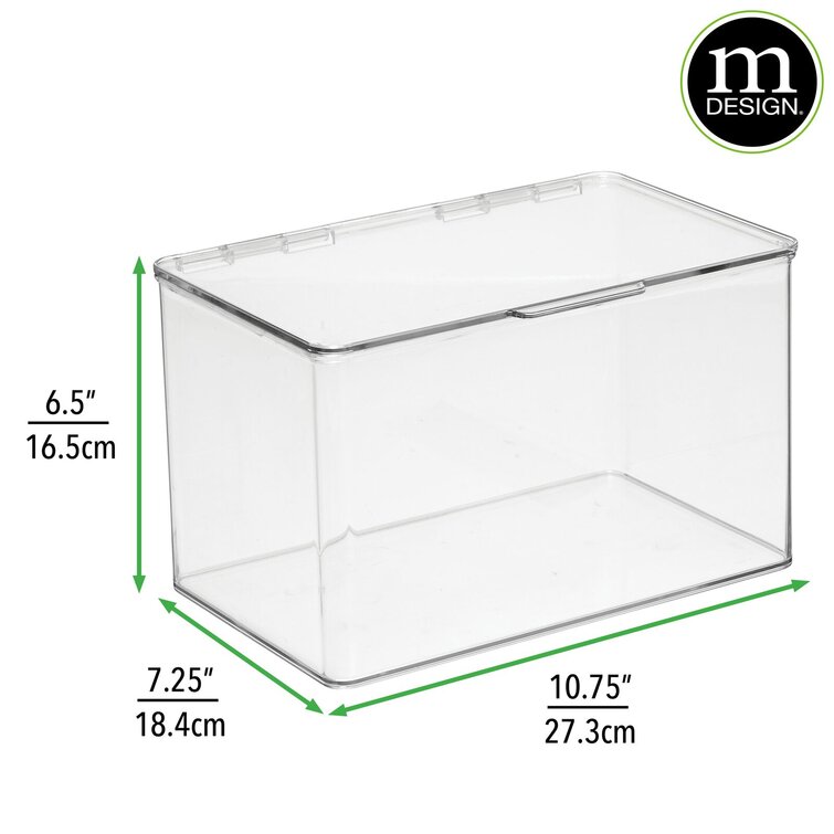 mDesign Plastic Kitchen Pantry and Fridge Storage Organizer Box Containers with Hinged Lid for Shelves or Cabinets, Holds Food