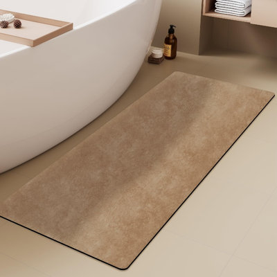 Tapis de bain, tapis de salle de bain Tapis de salle de bain à séchage rapide antidérapant et antidérapant pour tapis de salle de bain sous la porte Parfait pour la salle de bain, la douche ou l'évier Chameau de 24 po x 70 po