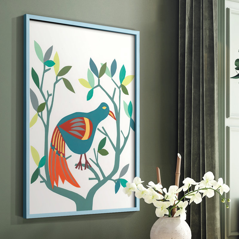 «Whitty Bird II», reproduction encadrée - bois massif, Bleu, H 10 po x l 8 po