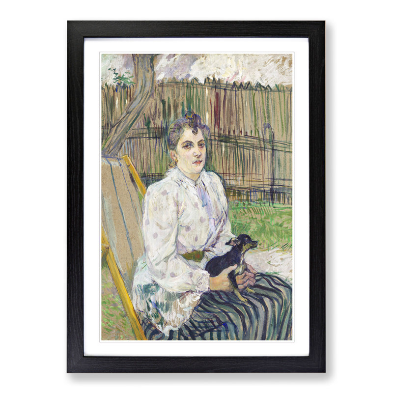 Lady with a Dog by Henri de Toulouse-Lautrec - Picture Frame Painting, Black Framed, 65cm H x 48cm W x 2cm D