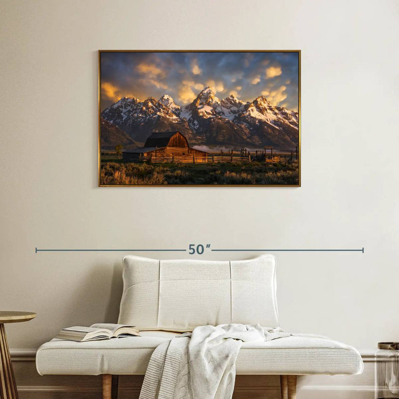 Mormon Row Barn, Cadre flottant doré, 37 po x 25 po