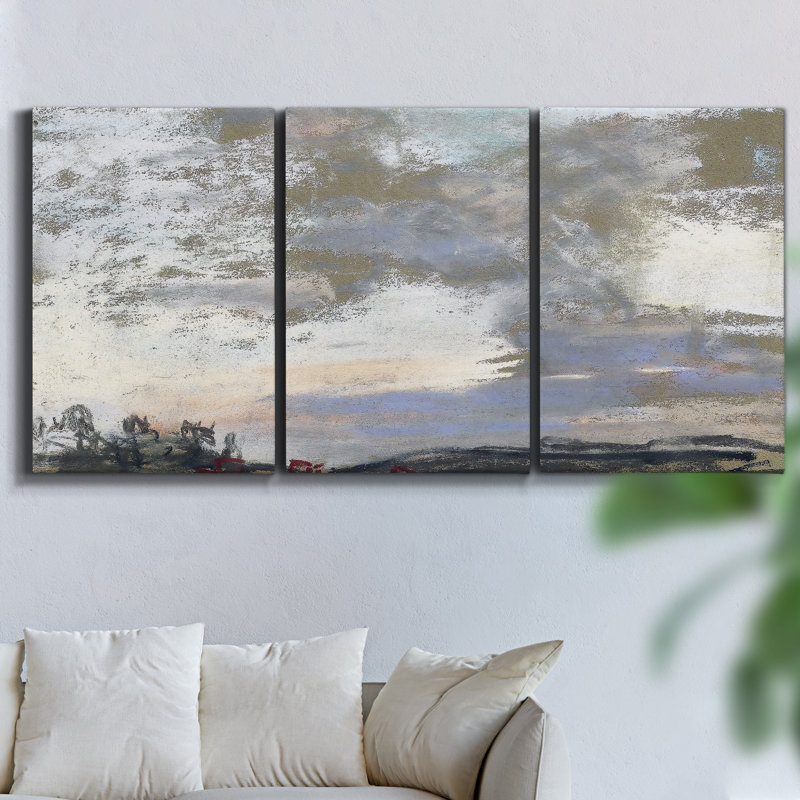 " The Banks Of The Seine At Port " 3 - Pieces, 27" H x 54" W x 2" D