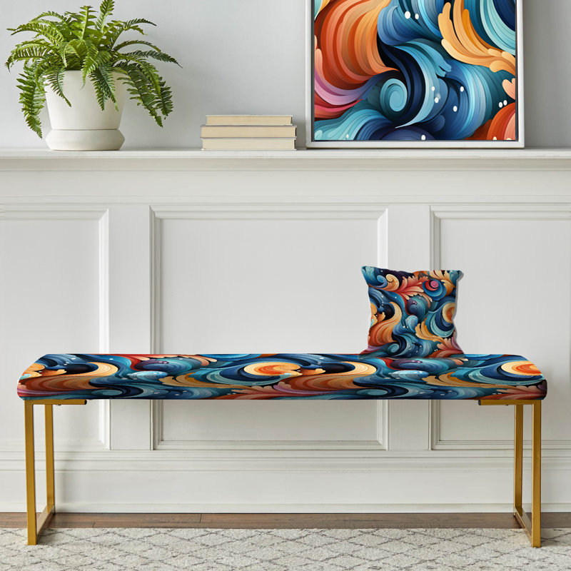 Colorful Colorful Enchanted Spiral Dreams - Banc rembourré géométrique doré