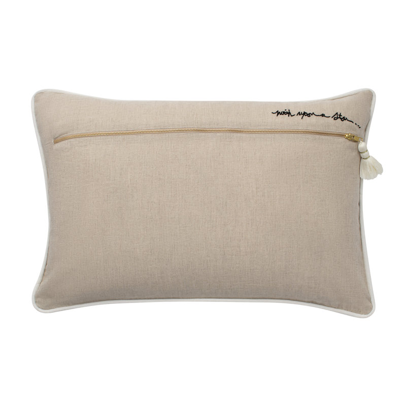 Tassels;Embroidered Down Throw Pillow, White