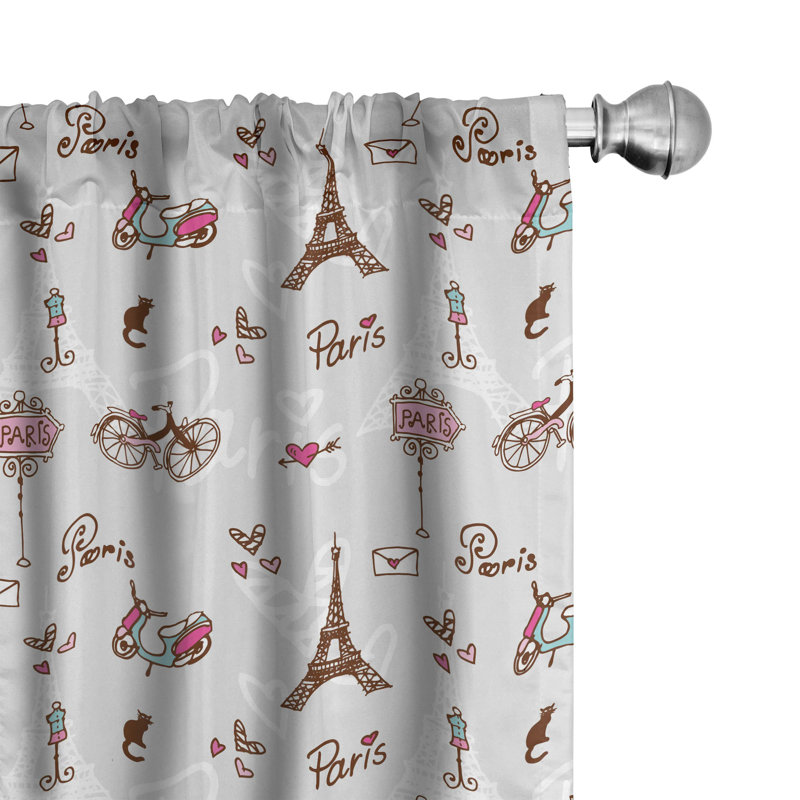 Paris Semi-Sheer Rod Pocket Curtain Panels, 28" x 84"
