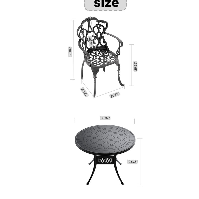Ensemble repas extérieur L 39,37 po Aezaz