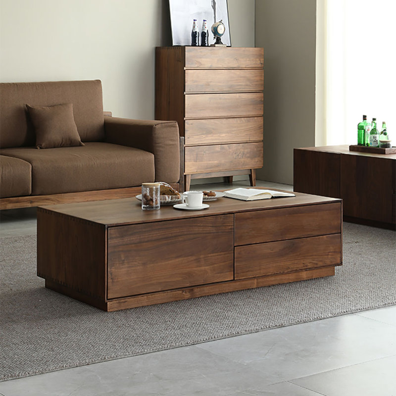 Black walnut rectangular end table, 14.6" H x 55.1" L x 27.6" W