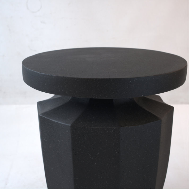 Decorative Garden End Table, 20.3" H Modern Heavy Duty Patio Sturdy Faux Terrazzo Accent Table Side Table Plant Table For Indoor Outdoor