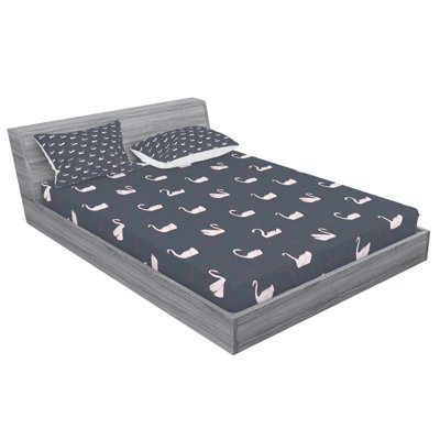 Swan Microfiber Patterned Fitted Sheet