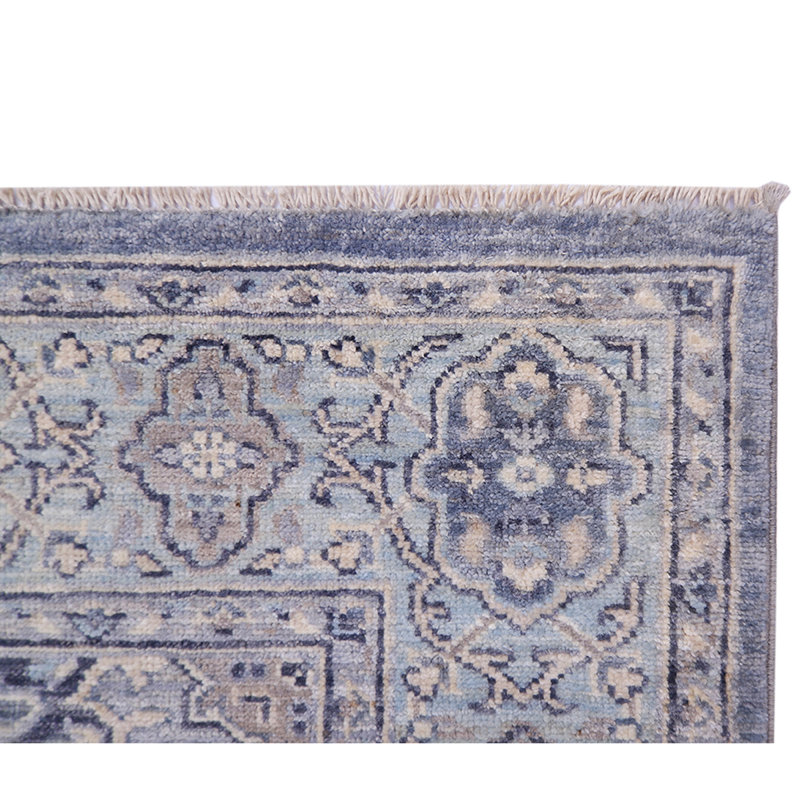 Hand Knotted Wool Oriental Area Rug in Ivory