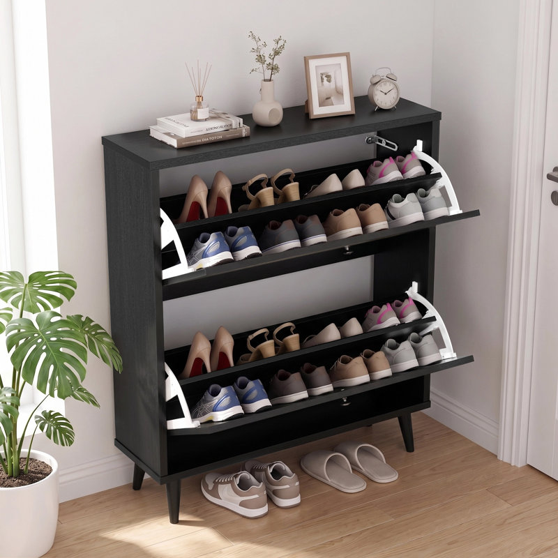 Armoire de rangement pour chaussures 16 paires, Black
