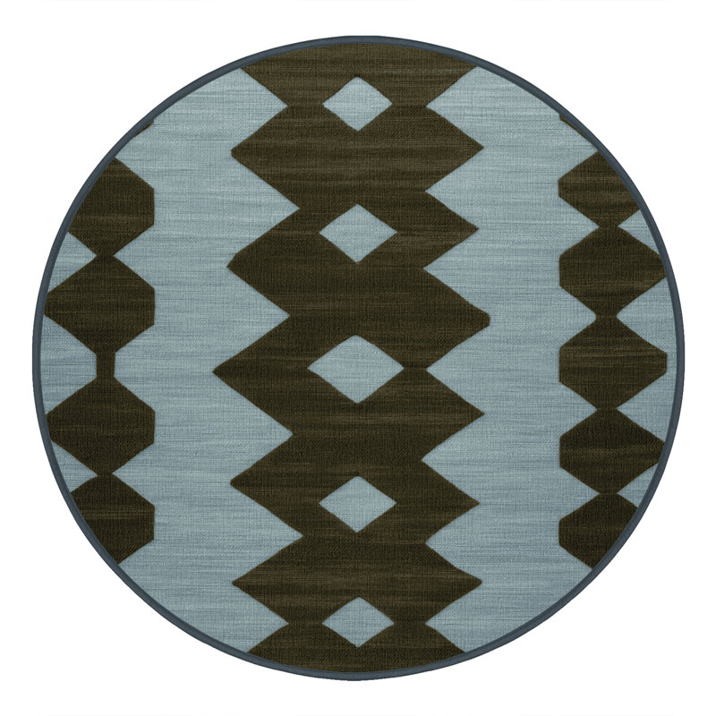 Tapis brun treillis lavable à la machine, Rond 8 pi
