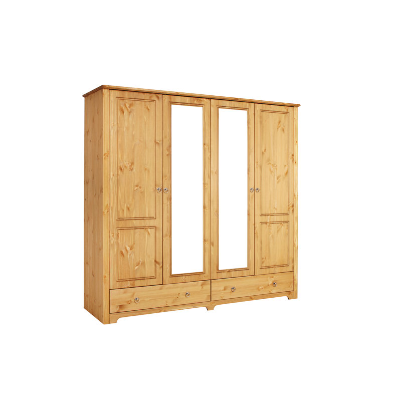 Sasha 4 Door Solid Wood Wardrobe, Oiled 