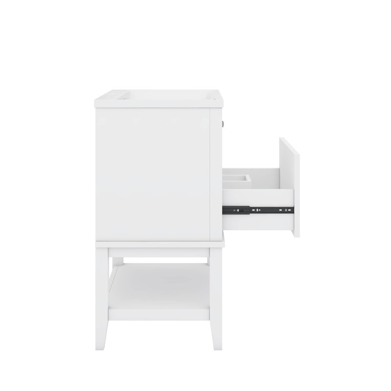 Meuble-lavabo moderne avec tiroir et tablette ouverte