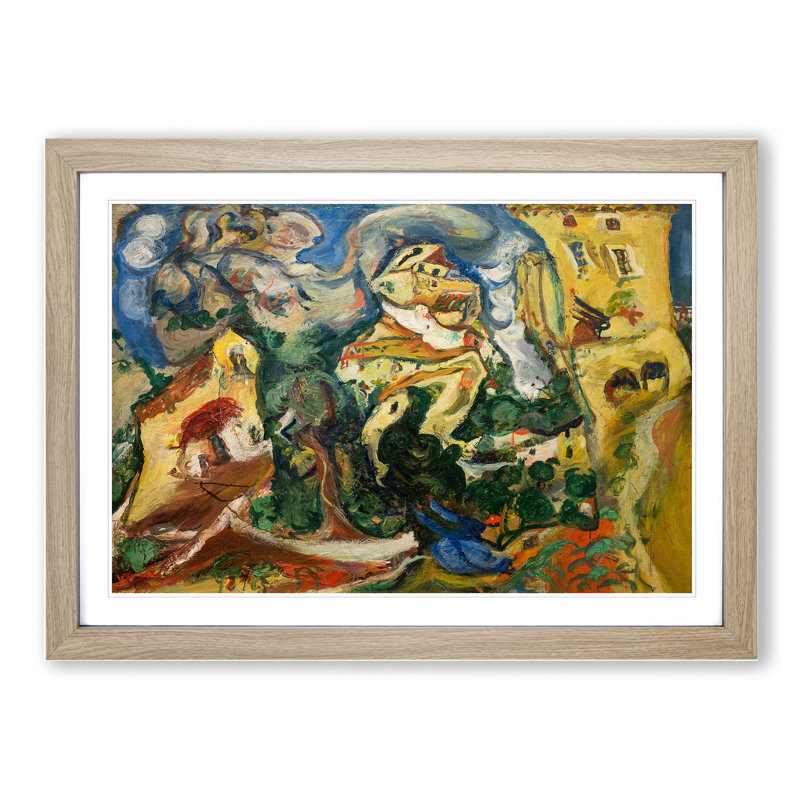 The Village by Chaim Soutine - Picture Frame Painting, 27cm H x 36cm W x 2cm D, Oak Framed