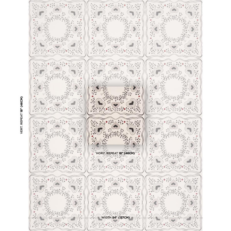 Papier peint Schumacher X Garden Of Hearts, Noir