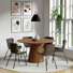 Table de salle à manger 53 po Adara en noyer et 6 chaises Mald en gris anthracite