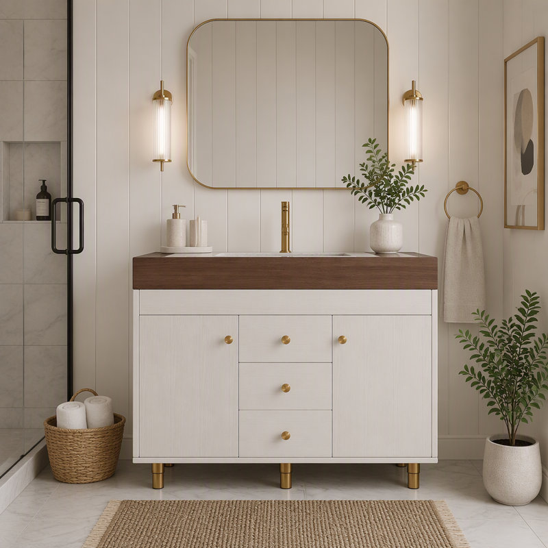 Freestanding Standard Free Standing Single Double Single Vanity Bathroom Vanity With Stone Top