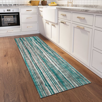 Nidavellir Chenille Washable Striped Indoor / Outdoor Rug