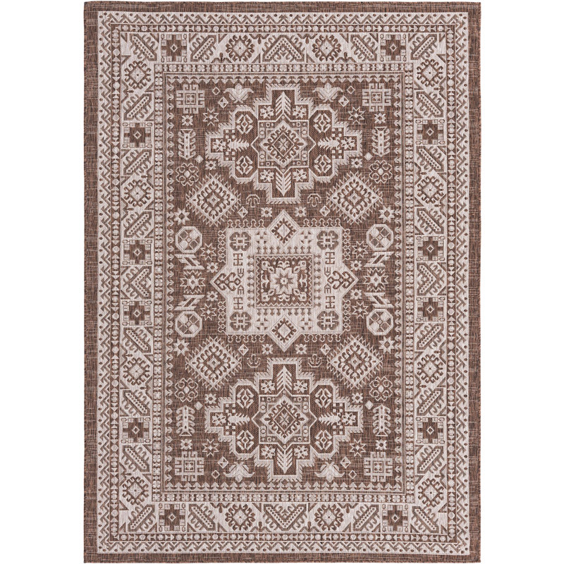 Outdoor Chand Area Rug Brown Color, Rectangle 6' x 9'