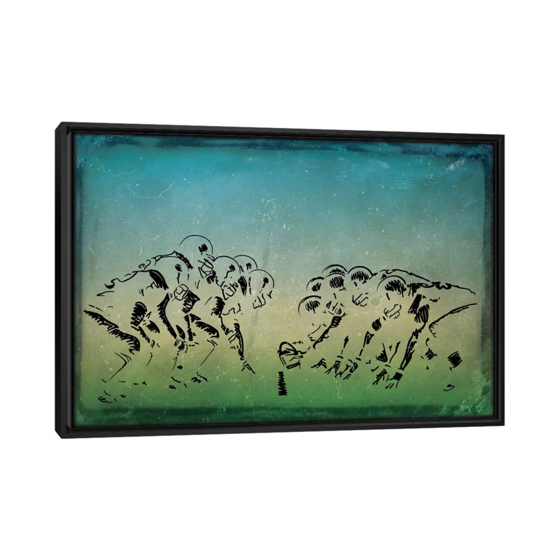 «Grid Iron», reproduction d'art graphique sur toile, H 32 po x l 48 po x P 1,5 po, Toile avec cadre noir, Pas de tapis