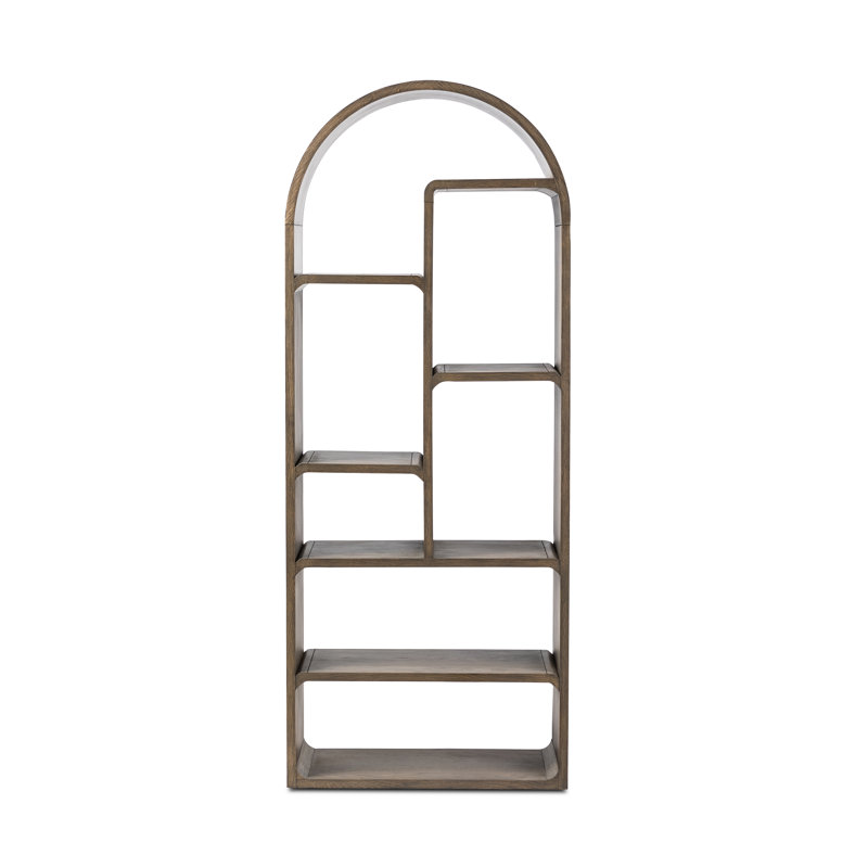 Risa Geometric Bookcase, Rustic Gray