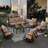 Patio Metal Swivel Conversation Seating Group With Cushions For 7 Person
