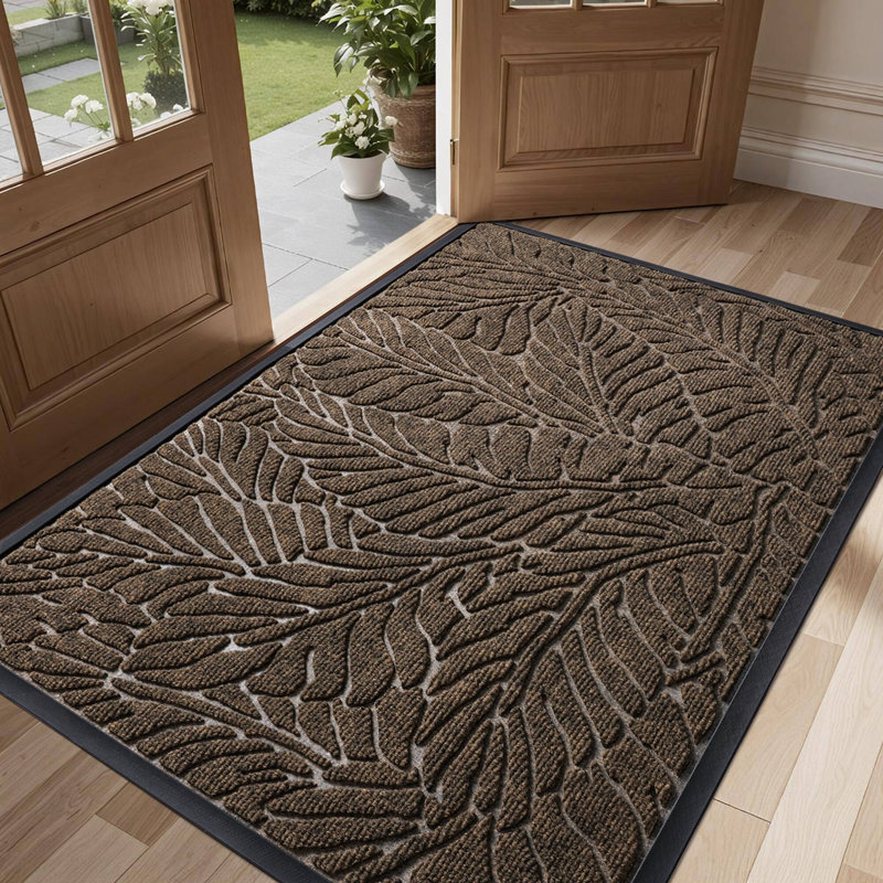 Jizel Machine Made Synthetic Fiber Indoor / Outdoor Doormat , Brown, 32" W x 48" L