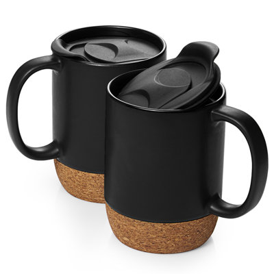 Ensemble de grandes tasses en céramique 15 pièces avec base en liège Dowan