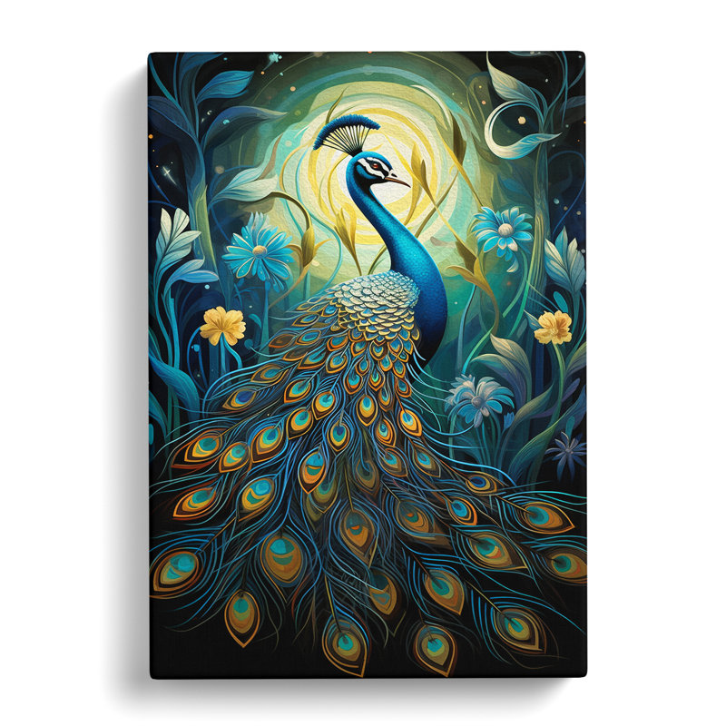 Peacock Deco - Wrapped Canvas, 50cm H x 35cm W x 3cm D
