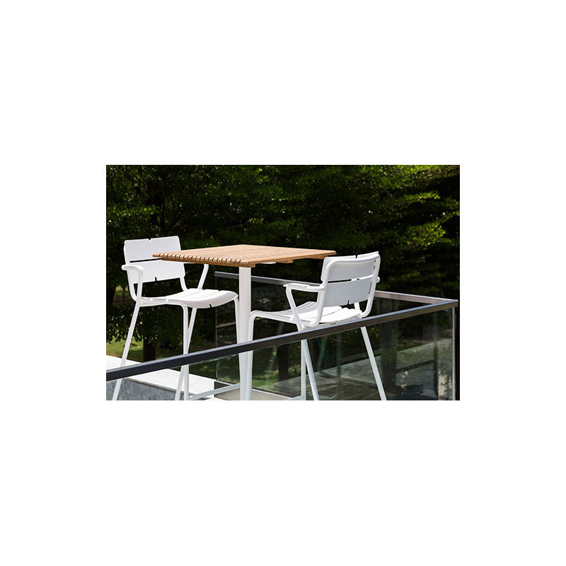 Ceru Outdoor Square Bar Table, White, Teak