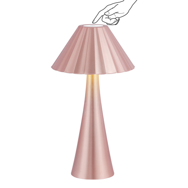 Lampe de table rechargeable en fer forgé avec gradation continue et charge USB-C, Rose