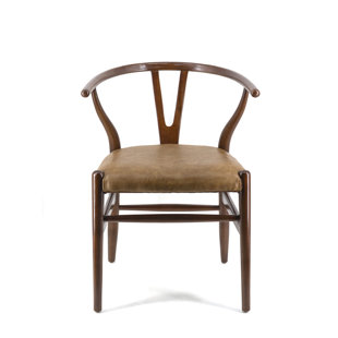 45cm H Genuine Leather Upholstered Slat Back Side Chair