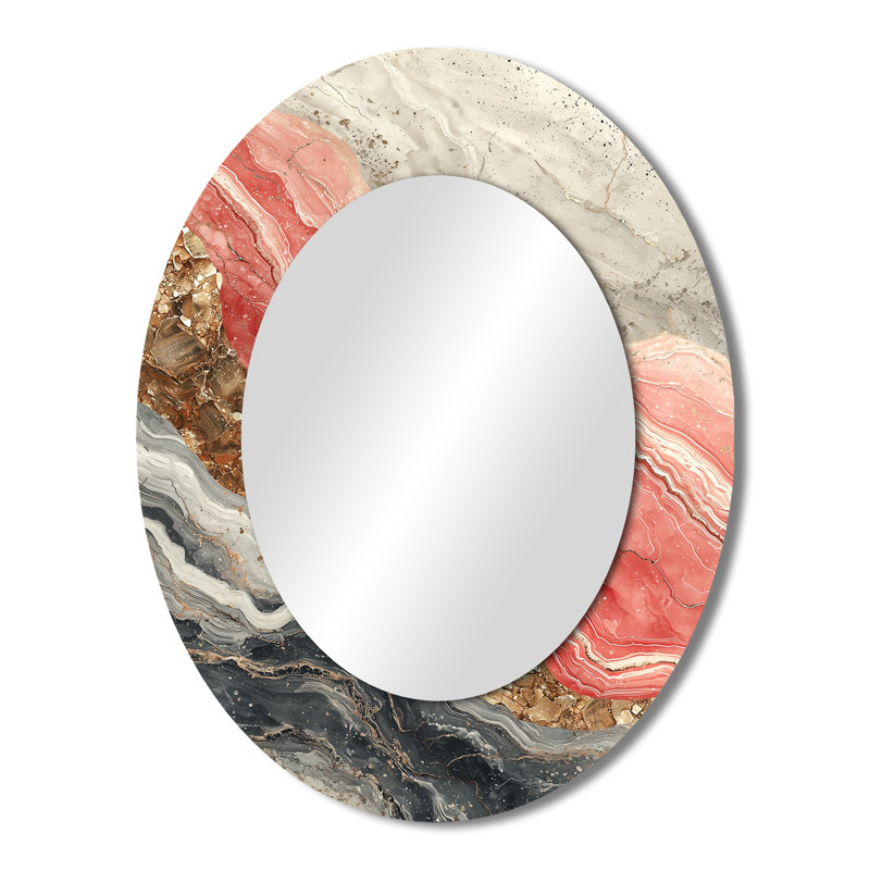 Décoration de miroir rose ovale en cristal Rose Whispers Of The Crystal, 43 po x 33 po
