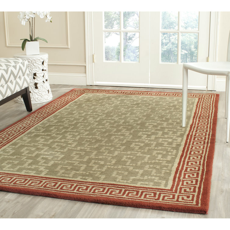 Tapis brun/taupe doré en laine touffeté à la main