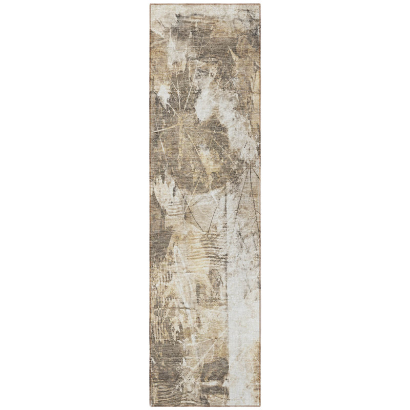 Tapis de couloir intérieur antidérapant 8 pi taupe et ivoire