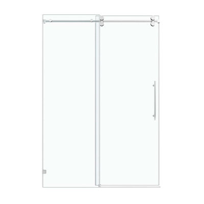 Porte de douche à panneau simple sans cadre avec cadre en acier inoxydable chromé et verre trempé de 3/8 po de l 72 à 76 po x H 60 po