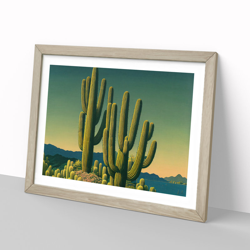 Wild Cactus - Framed Print, 25cm H x 34cm W x 2cm D, Oak Framed