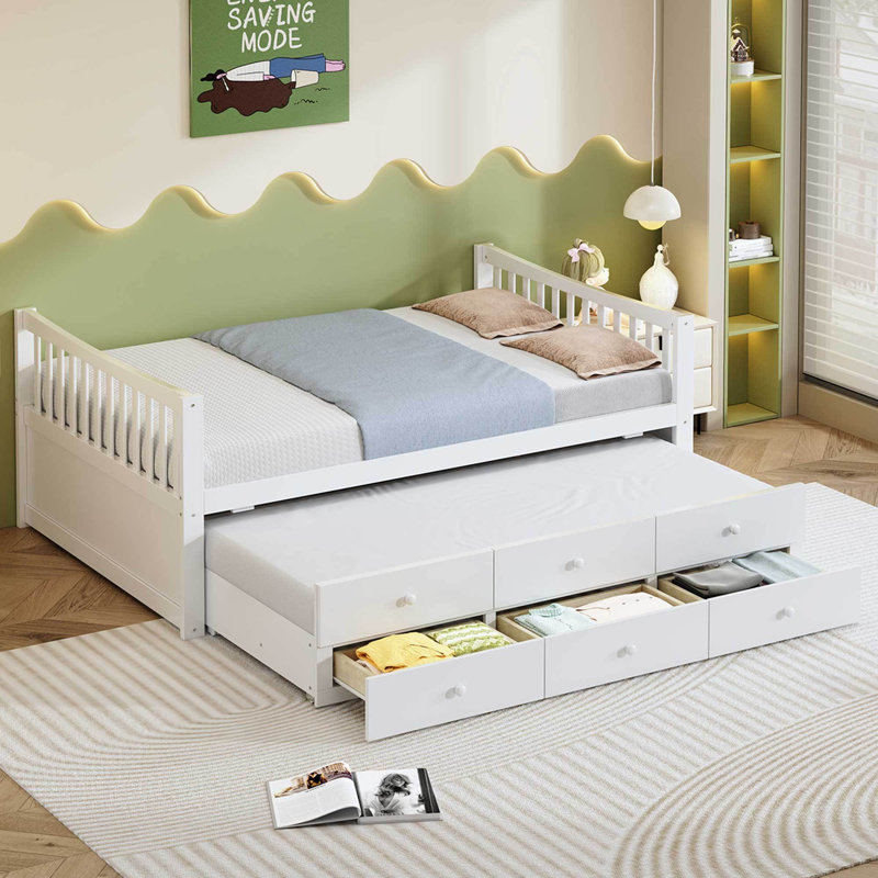 Lit de jour avec couchette et tiroirs - blanc, design élégant
