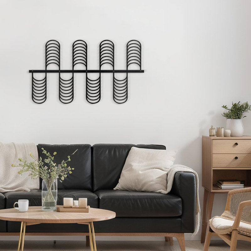 Décoration murale en métal, H 12 po x l 24 po x P 0,05 po, Noir